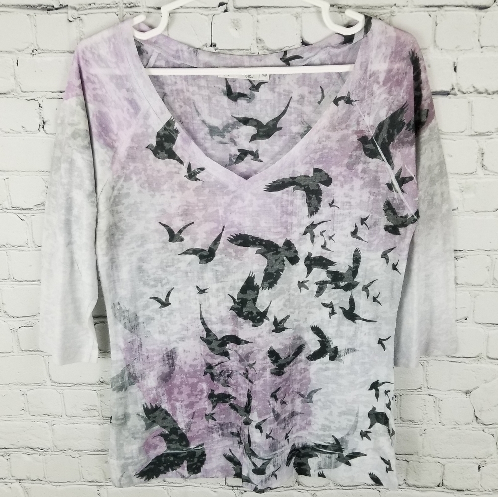 REVOLUTION | burnout bird design v-neck top